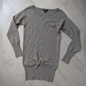 Aqua cashmere sweater tunic long sleeves marled brown gray size medium